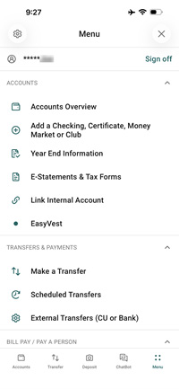 New Account Information Screen