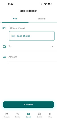 New Mobile Deposit Screen