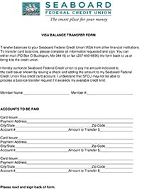 Visa Balance Transfer Form